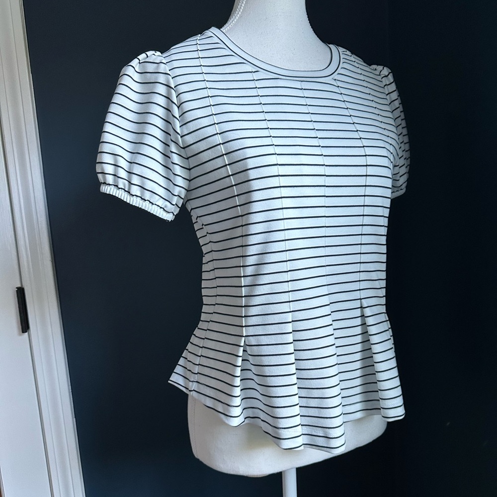 Anthropologie | Maeve Corset Peplum Top- Striped Nautical Classic, Size Small - Picture 7 of 15